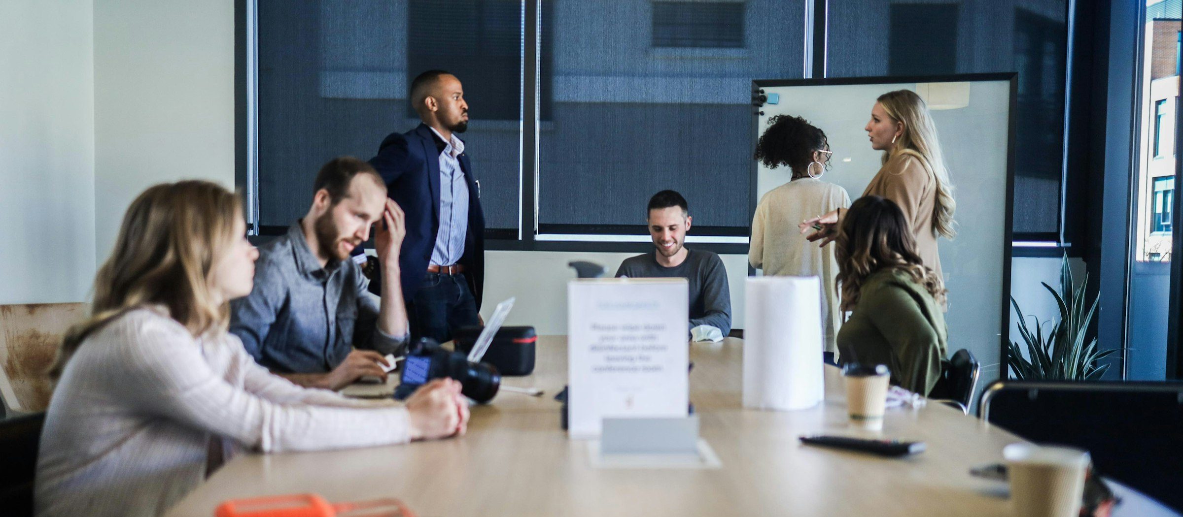 Colleagues in a meeting in a modern office